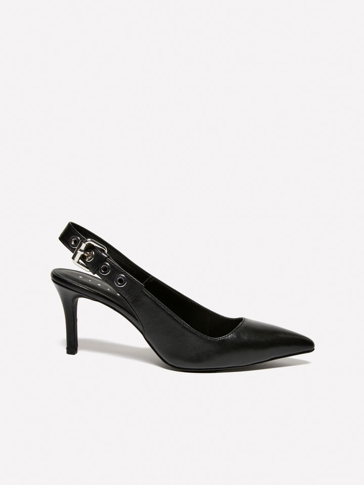 Leather pumps with buckle - women's heels - Black | Sisley image number 2